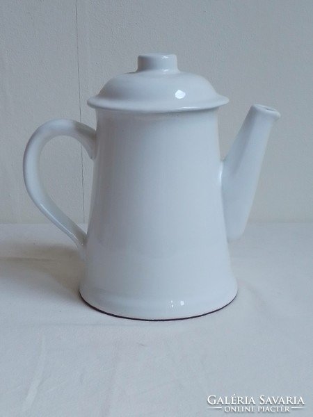 White glazed ceramic teapot, marked town hall, approx. 0.75 Liter