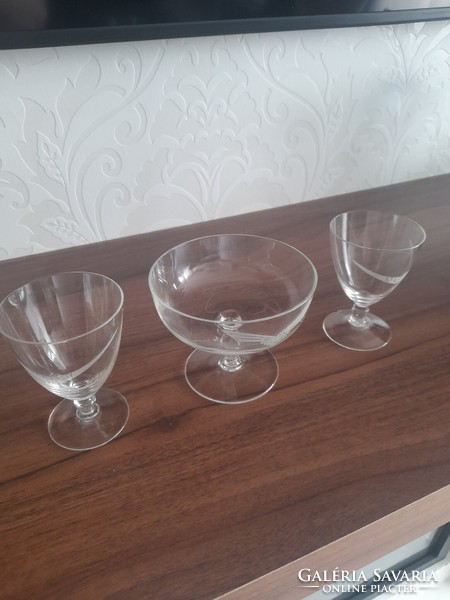 Malév relic!!! 3 glass glasses with Mallow inscription!