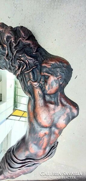 Kézműves eredeti marhabőr fali tükör ALKUDHATÓ Art deco design
