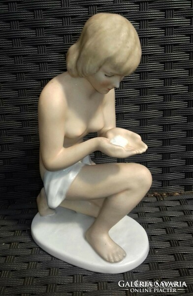 Immersion nude Wallendorf German porcelain figure - display case condition, marked