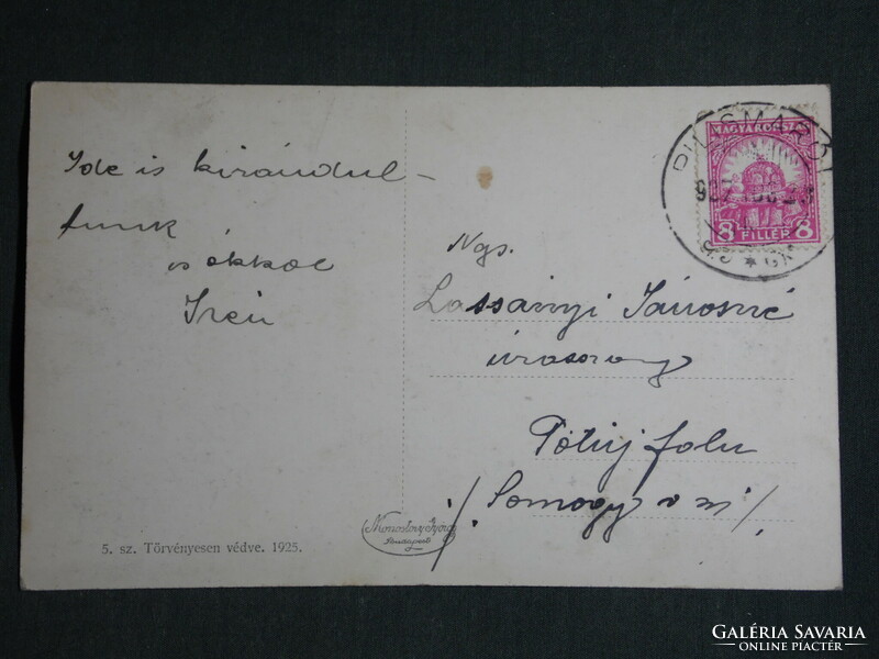 Képeslap, Postcard, Visegrád, Salamon torony, látkép részlet, 1927