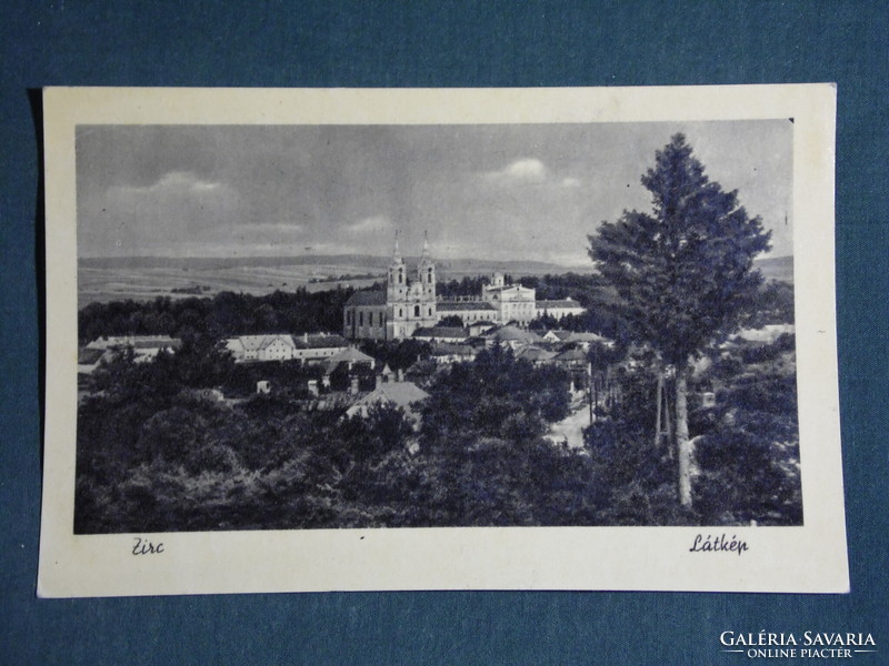 Postcard, postcard, zirc, detail of the view of the abbey church, 1956