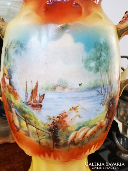 Antique Art Nouveau scene vase