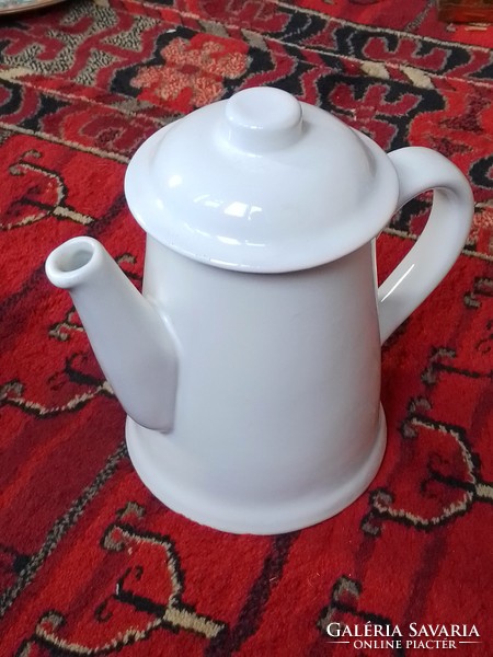 White glazed ceramic teapot, marked town hall, approx. 0.75 Liter