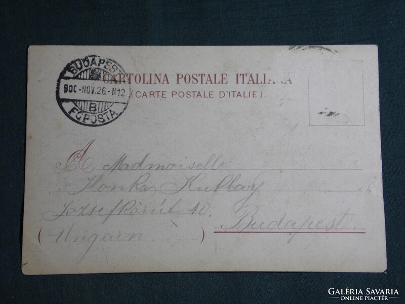 Postcard, Italy, litho, artist, il vesuvio nel 1872, 1900