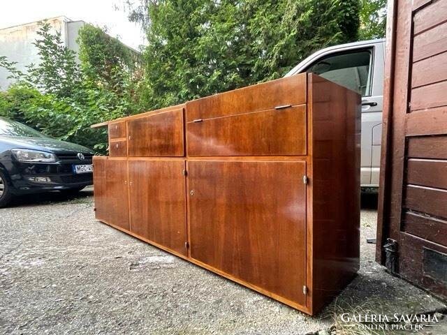 Bauhaus, size 200x55x80 cm, elegant sideboard and bar cabinet with walnut veneer for sale!