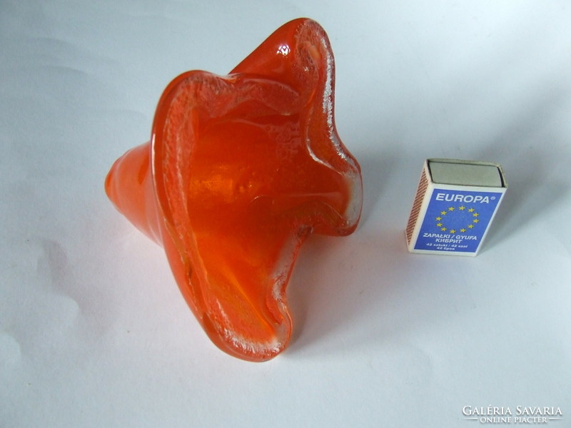 Special orange, orange art glass object made of heavy thick glass (Czech?)