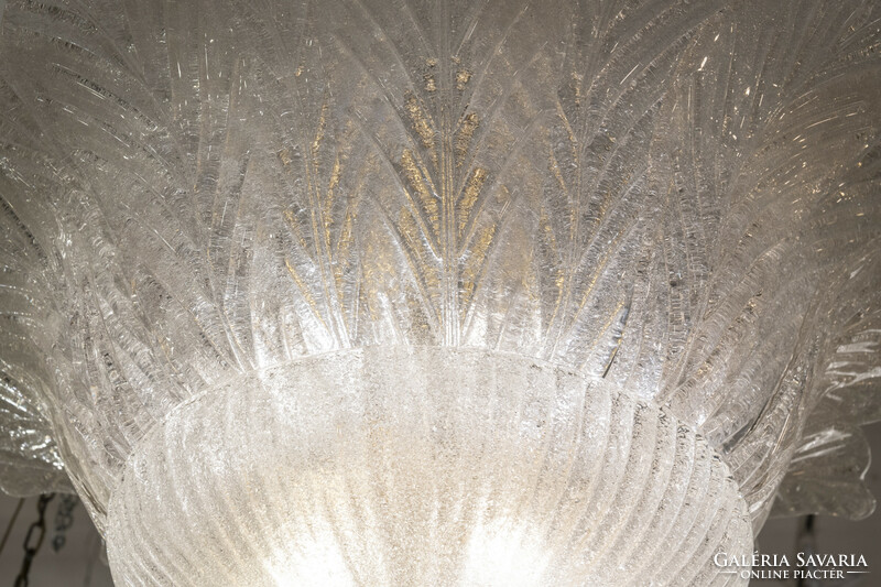 Murano-i üveg plafoncsillár stilizált pálma leveles dekorral