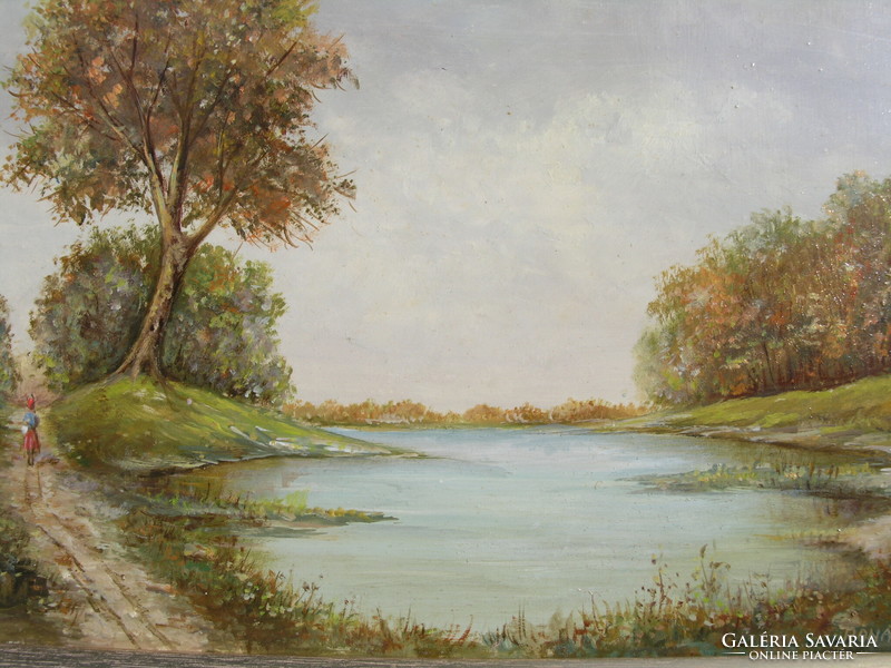 Rónai Antal ( Újpest,1924 - ) "Séta a tónál" - olajfestmény