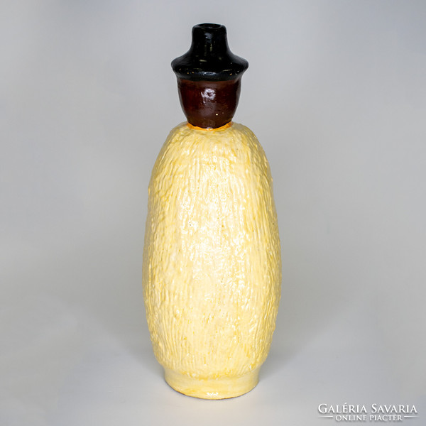 Ceramic bottle, shepherd figure
