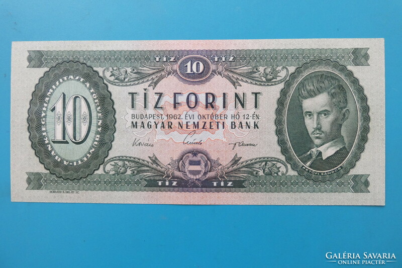 1962 10 Ft fordított hátlapi alapnyomattal UNC!