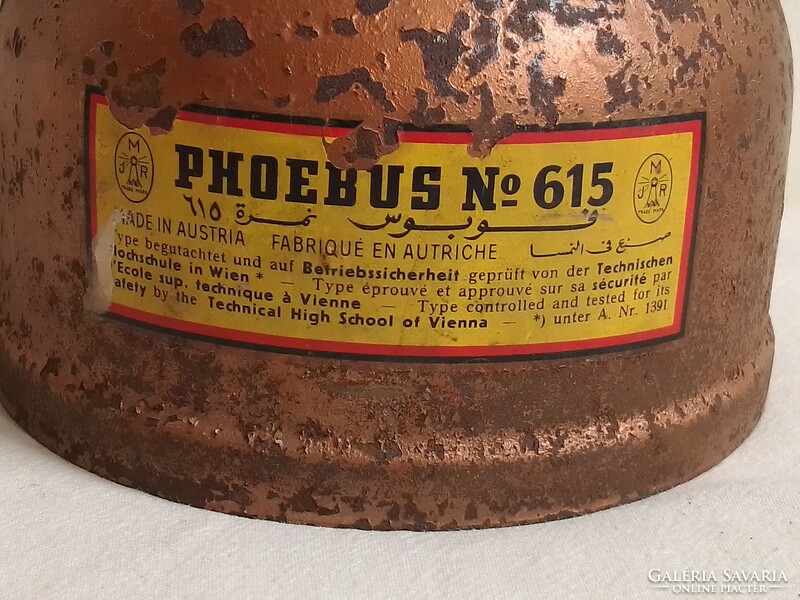 NAGYON RITKA  Antik régi PHOEBUS 615 petróleum gázlámpa, gyűjtői