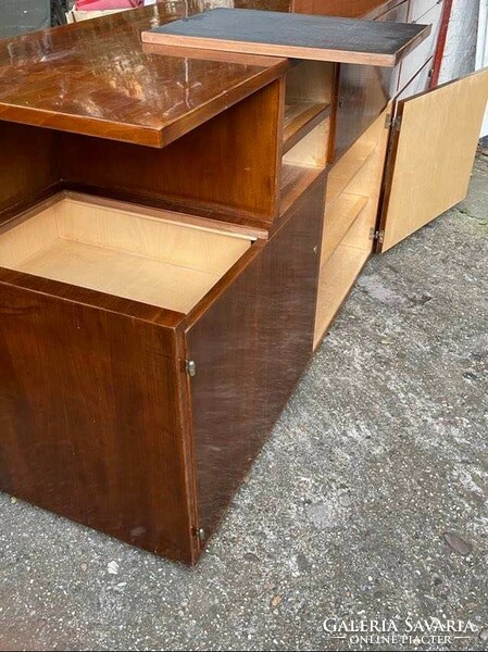 Bauhaus, size 200x55x80 cm, elegant sideboard and bar cabinet with walnut veneer for sale!