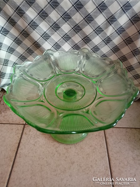 Old base, green glass cake plate, fruit bowl HUF 9,000