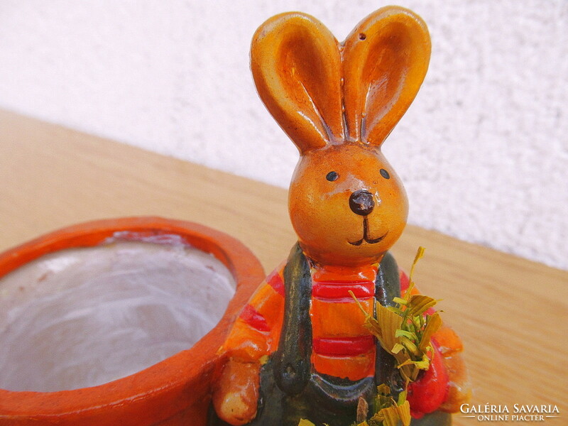 Easter rabbit, glazed folk ceramics, centerpiece, storage, 20 x 20 cm.