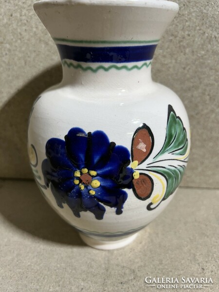 Habán mintás virágos kerámia váza, 18 cm-es, 3211