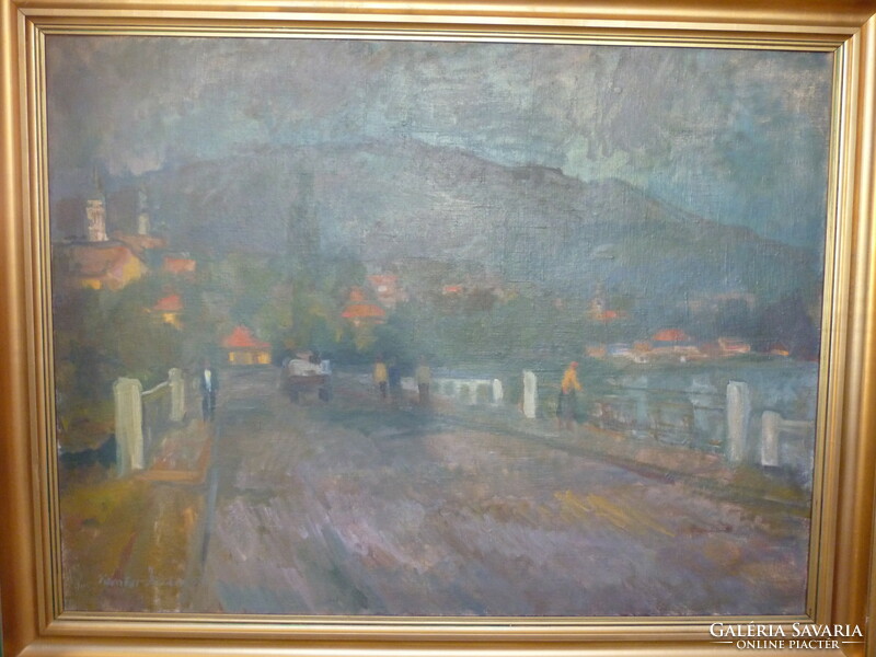 Cantor Andor for sale: a large-scale oil canvas, gallery painting entitled Szentendre, country road
