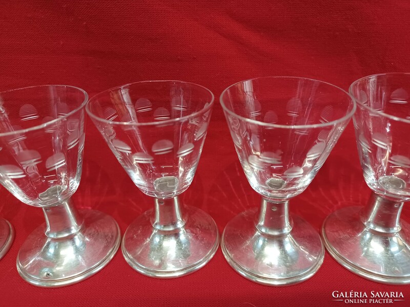 Set of silver stemmed liqueur glasses