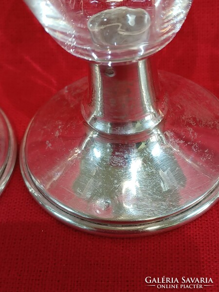 Set of silver stemmed liqueur glasses