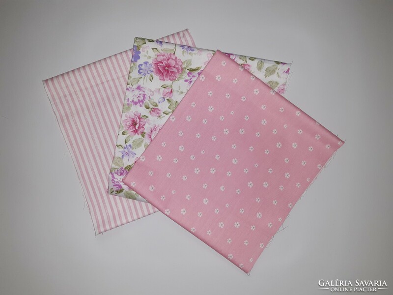 Rózsaszín anyag csomag - patchwork - dekor - méteráru - foltvarrás