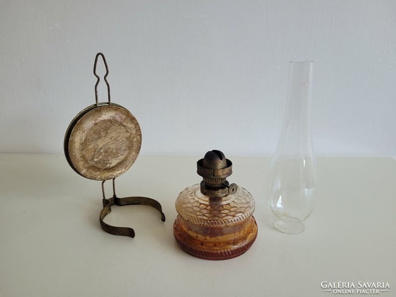 Old vintage large glass kerosene lamp wall table bedside lamp