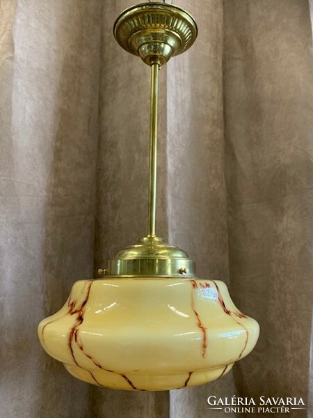 Brass lamp/pendant with old colored lampshade