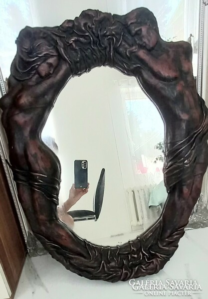 Handmade original cowhide wall mirror negotiable art deco design