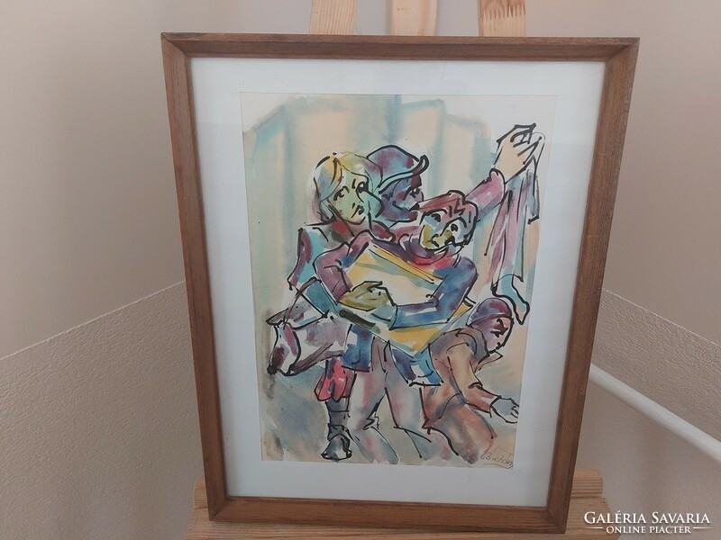 (K) Csatári József festménye 41x52 cm kerettel