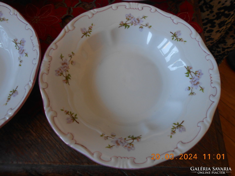 Zsolnay purple peach blossom, pink feathered deep plate