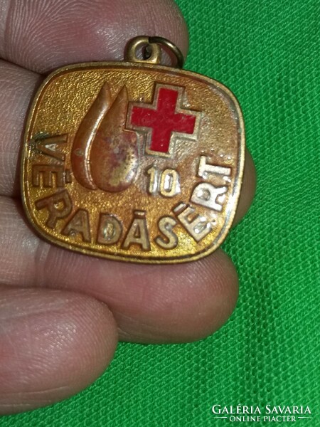 Antique very rare red cross 10 years blood donation medal medal mini medal according to pictures