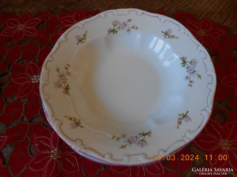Zsolnay purple peach blossom, pink feathered deep plate