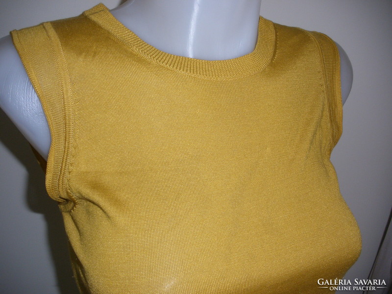 100% Silk, thin knitted top, long style, mustard color