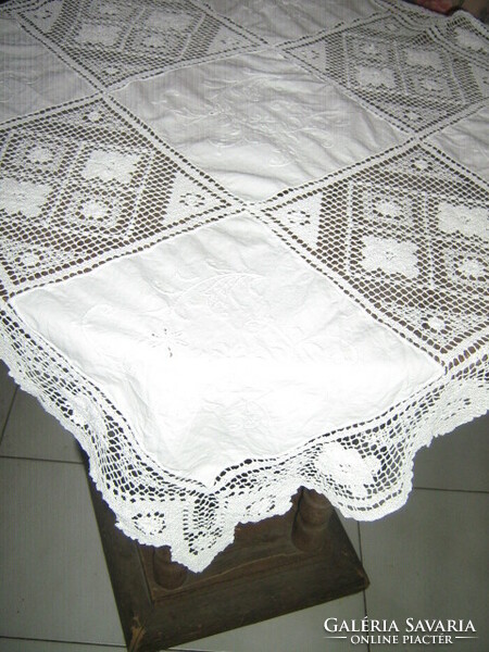 Tablecloth with lace inserts made in a beautiful art nouveau style