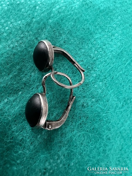 Antique gagat silver earrings