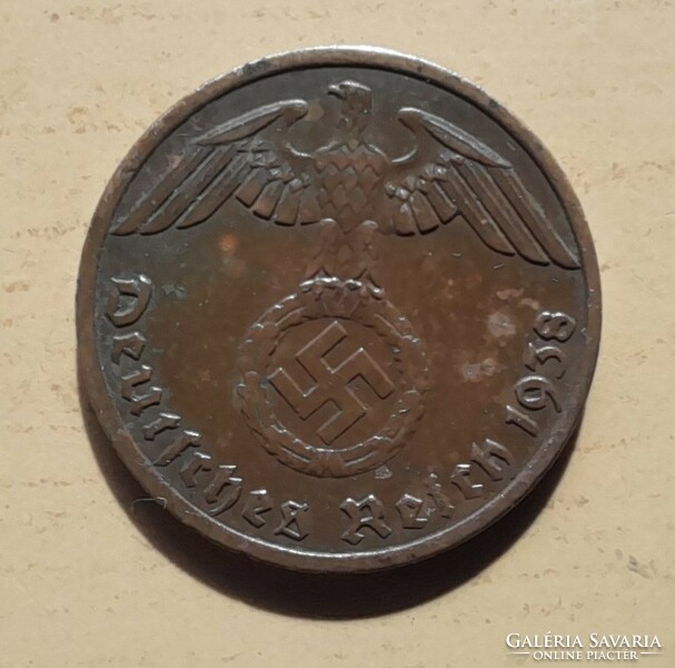 Német III. Birodalom 1 pfennig  1938 A . POSTA VAN  ! Olvass !