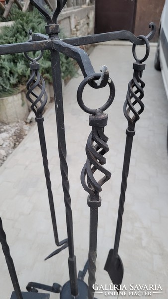 Wrought iron fireplace set. 116cm high.