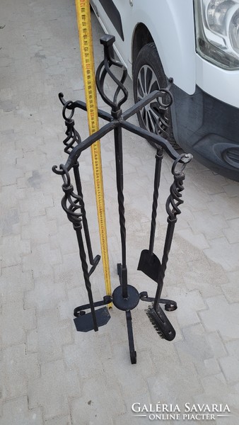 Wrought iron fireplace set. 116cm high.