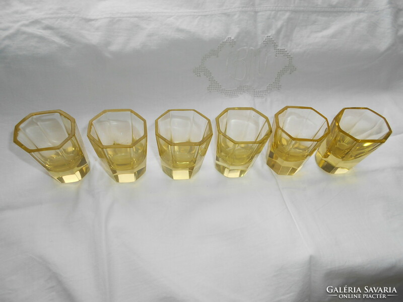 6 flat-polished thick glass short drink glasses, Moser quality and design