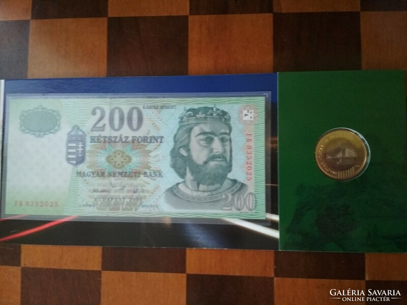 200 forint bankjegy + első napi veret érme bliszter díszcsomagolásban