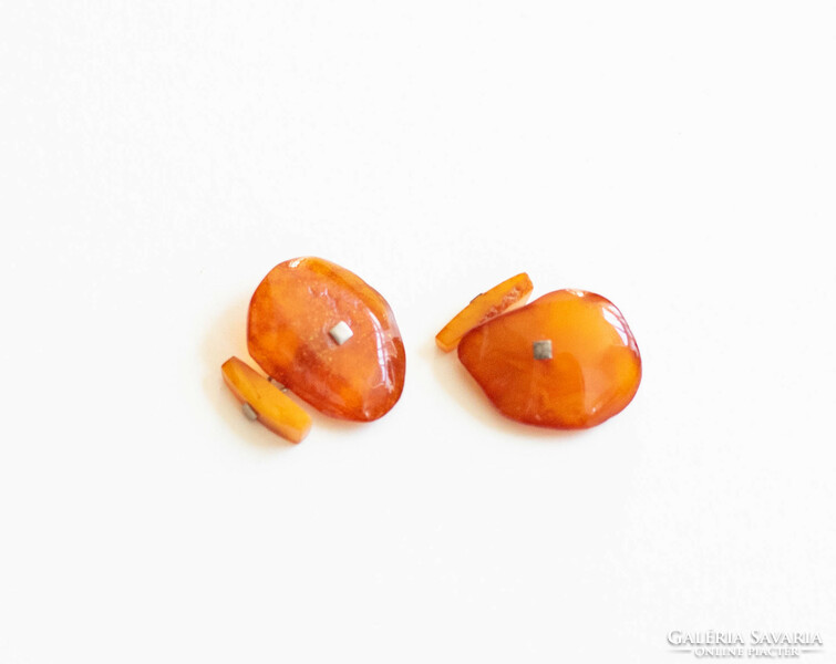 Pair of raw amber stone cufflinks - retro jewelry - Christmas gift for men