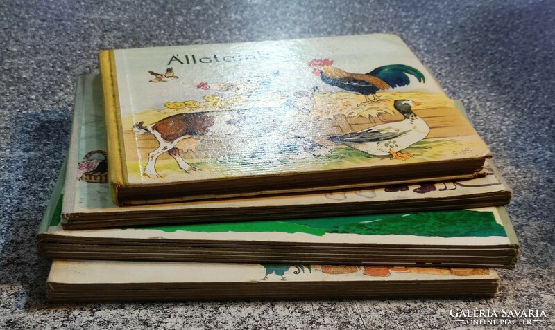 Retro folding books. (4 Pcs) is it allowed to water, our animals, a walk in the zoo, the sleigh glides..