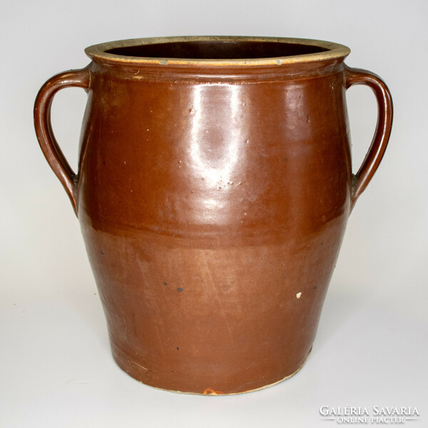 Rural glazed pot with two ears