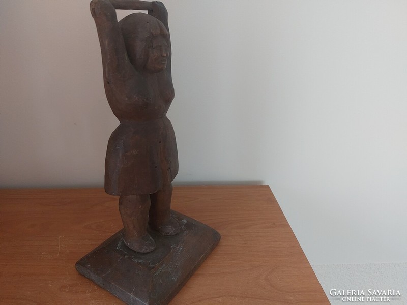 (K) old carved wooden statue approx. 29 cm suette