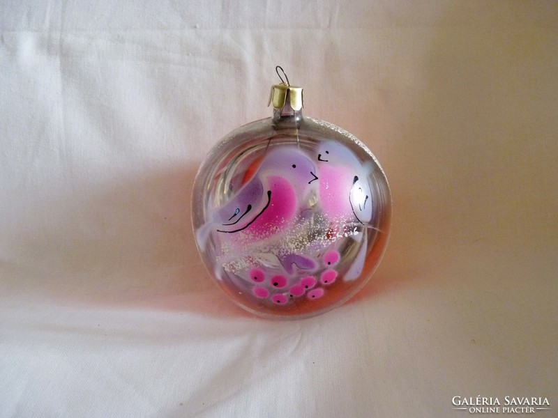 Old glass Christmas tree decoration - 1 transparent sphere with a bird!