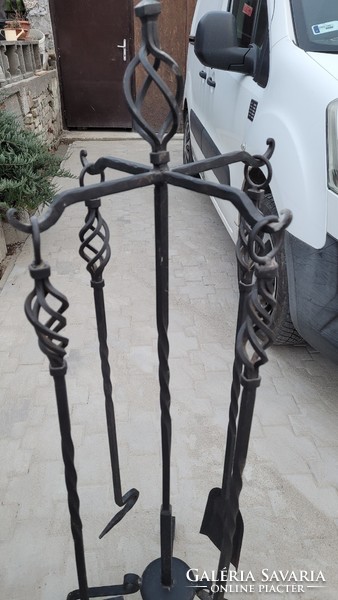 Wrought iron fireplace set. 116cm high.