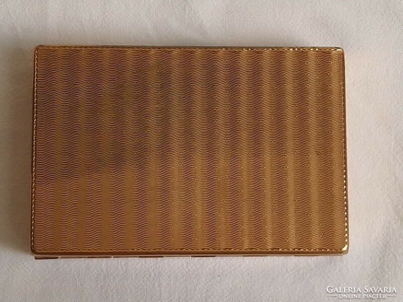 Antik régi art deco aranyozott réz smink pipere készlet pudrié púderes doboz cigaretta tálca tartó