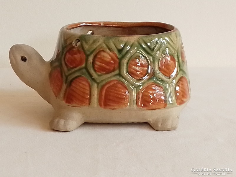 Ceramic pot in the shape of a turtle figure, pot, planter