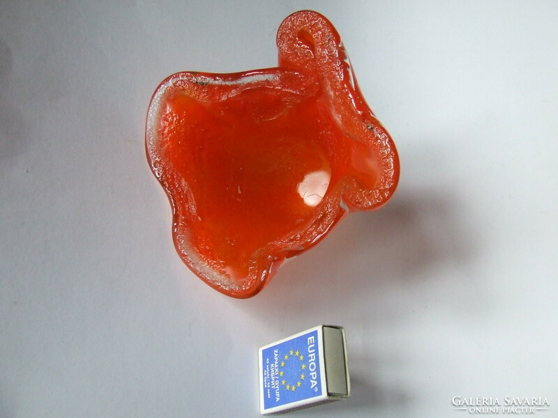 Special orange, orange art glass object made of heavy thick glass (Czech?)