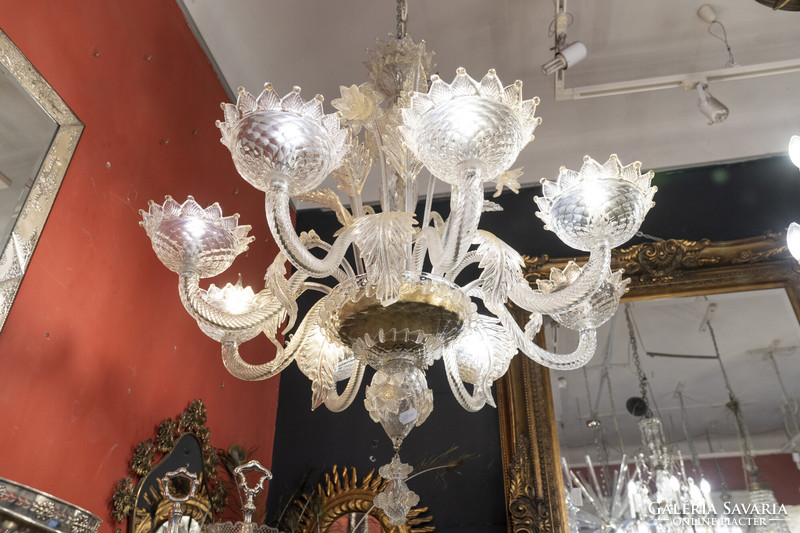 Murano glass chandelier in the shape of a stylized flower