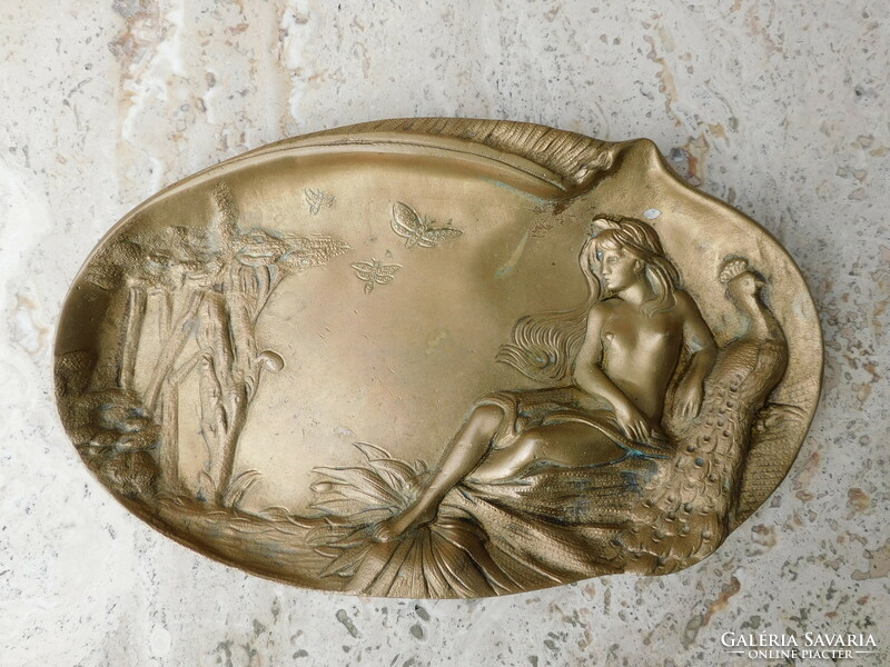 Art Nouveau copper bowl, business card holder